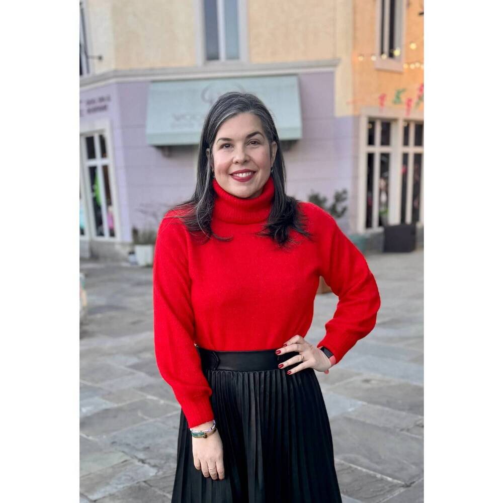 NEW STACCATO turtle neck pullover sweater in red